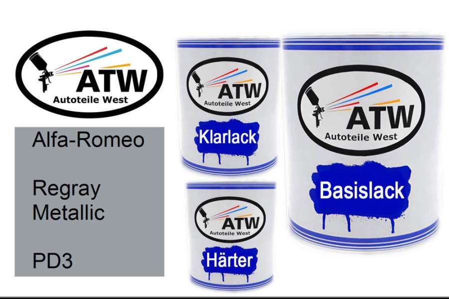 Alfa-Romeo, Regray Metallic, PD3: 1L Lackdose + 1L Klarlack + 500ml Härter - Set, von ATW Autoteile West.